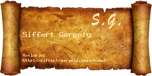 Siffert Gergely névjegykártya